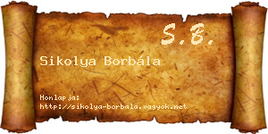 Sikolya Borbála névjegykártya